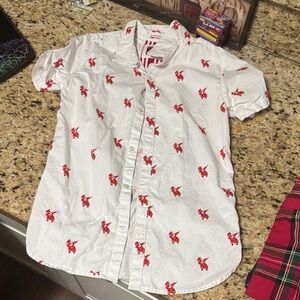 White and Red Santa Patterned boys Shirt